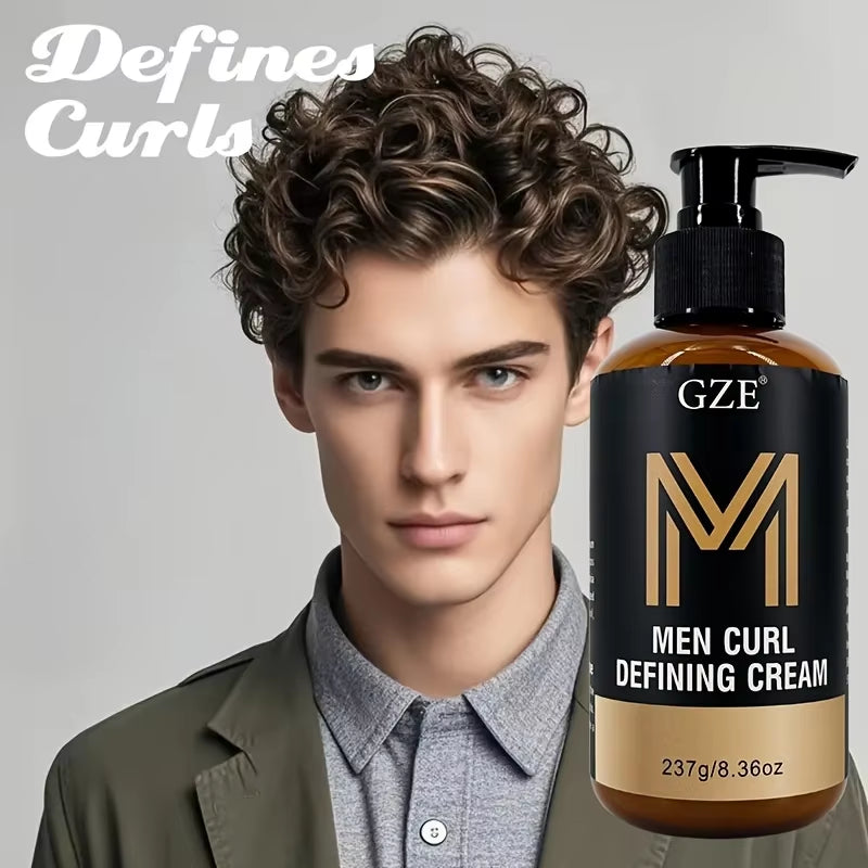 Men Curl Defining Cream - Defined Bouncy Cue Curls Waves- Enhances Curl Definition and Hydrates Hair Frizz Rls and Frizz