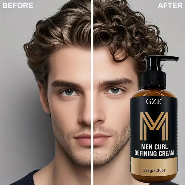 Men Curl Defining Cream - Defined Bouncy Cue Curls Waves- Enhances Curl Definition and Hydrates Hair Frizz Rls and Frizz