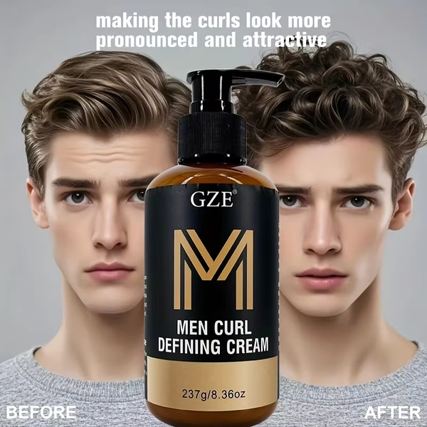 Men Curl Defining Cream - Defined Bouncy Cue Curls Waves- Enhances Curl Definition and Hydrates Hair Frizz Rls and Frizz