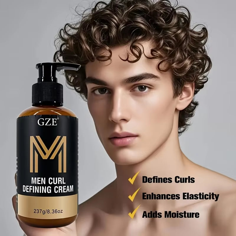 Men Curl Defining Cream - Defined Bouncy Cue Curls Waves- Enhances Curl Definition and Hydrates Hair Frizz Rls and Frizz