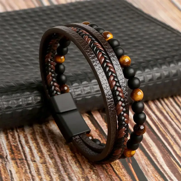 Classic Men'S Leather Bracelet New Style Hand-Woven Multi-Layer Combination Accessory Fashion Man Jewelry Wholesale Dropshipping