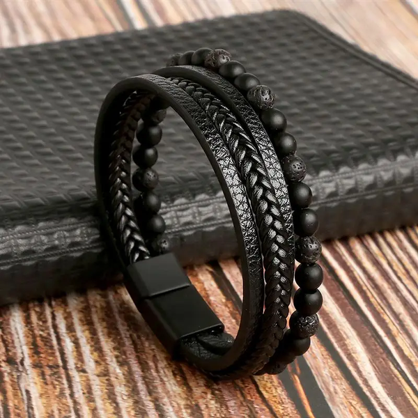 Classic Men'S Leather Bracelet New Style Hand-Woven Multi-Layer Combination Accessory Fashion Man Jewelry Wholesale Dropshipping