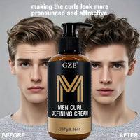 Men Curl Defining Cream - Defined Bouncy Cue Curls Waves- Enhances Curl Definition and Hydrates Hair Frizz Rls and Frizz